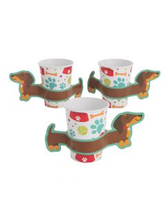 Dog Party Paper Cups with Sleeves
