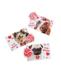 Dog Valentine Exchange Cards with Lollipops