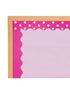 Double-Sided Solid and Polka Dot Bulletin Board Borders - Hot Pink