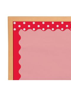 Double-Sided Solid and Polka Dot Bulletin Board Borders - Red