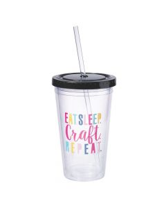 Eat, Sleep, Craft Tumbler with Lid and Straw