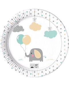 Elephant Baby Paper Plates Large 23cm - Eco Friendly