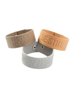 Faith Sayings Leather Bracelets - 12 Pc.