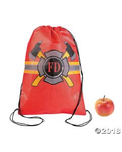 Firefighter Party Drawstring Backpacks