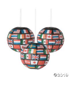 Flags of All Nations Hanging Paper Fans