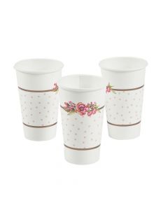 Floral Plaid Bridal Shower Paper Cups