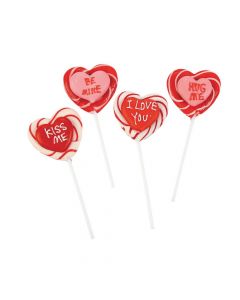 Frosted Heart-Shaped Swirl Lollipops