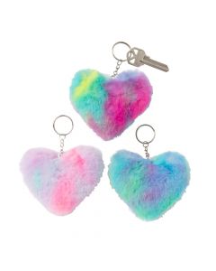 Fuzzy Heart Keychains