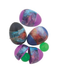 Galaxy Glow-in-the-Dark Bouncy Ball-Filled Easter Eggs - 12 Pc.