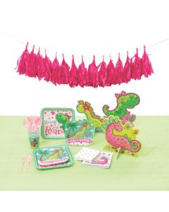 Girl Dinosaur Tableware Kit for 8 Guests