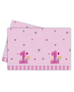 Girl First Birthday Plastic Tablecover
