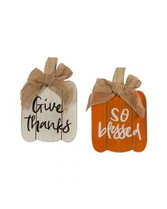 Give Thanks Pumpkin Tabletop Sign Set