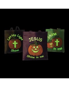 Glow-in-the-Dark Christian Pumpkin Tote Bags