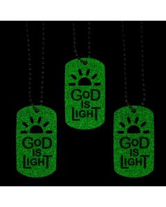 Glow-in-the-Dark God is Light Dog Tag Necklaces