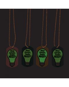 Glow-in-the-Dark Your Future Looks Bright Dog Tag Necklaces