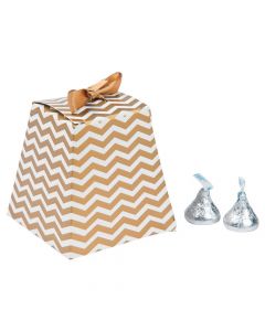 Gold Chevron Tapered Wedding Favor Boxes