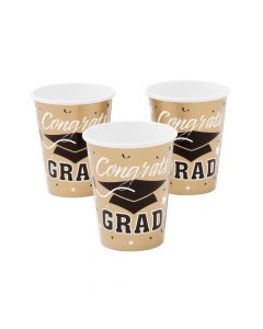 Gold Congrats Grad Paper Cups