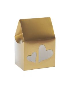 Gold Favor Boxes with Heart Cutouts