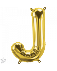 Gold Letter J Air Filled 41cm Foil Balloon