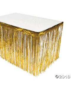 Gold Metallic Fringe Table Skirt