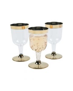Gold Rimmed Plastic Wine Glasses