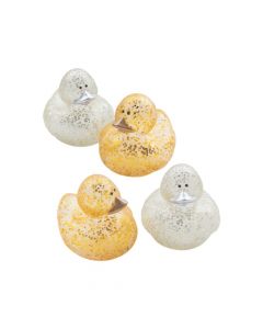 Gold and Silver Glitter Sparkle Rubber Duckies