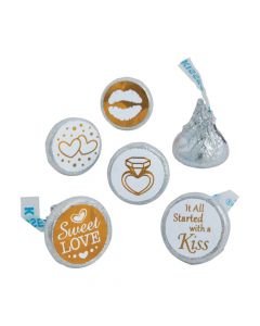 Gold and White Stickers for Hershey's Kisses