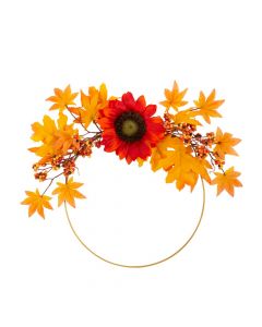 Gold Wreath with Autumn Sunflower Leaf Accents
