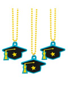 Graduation Beaded Necklaces with Mortarboard Hat Charm