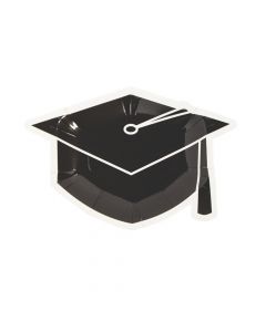 Graduation Cap-Shaped Paper Dessert Plates - 8 Ct.