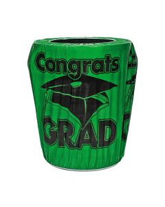 Green Congrats Grad Graduation Plastic Trash Can Cover