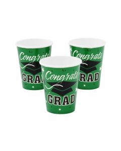 Green Congrats Grad Paper Cups