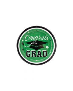 Green Congrats Grad Paper Dessert Plates - 25 Ct.