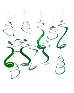 Green Hanging Swirl Decorations - 12 Pc.