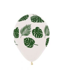 Green Leaves Crystal Clear Latex Balloons