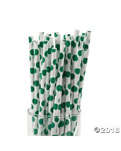 Green Polka Dot Paper Straws