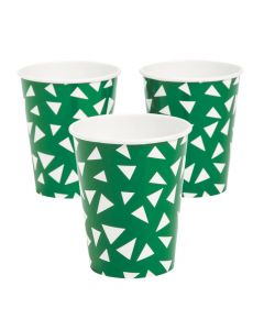 Green Terrazzo Triangle Print Paper Cups