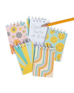 Groovy Party Color and Patterned Spiral Notepads - 24 PC