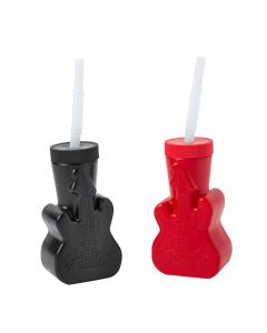 Guitar-Shaped Cups with Straws - 12 Ct.