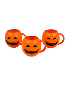 Halloween Jack-O'-Lantern BPA-Free Plastic Mugs - 12 Ct.