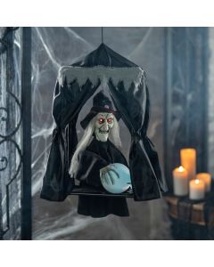 Hanging Animated Witch in a Box Halloween Decoration