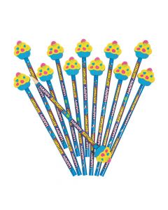 Happy Birthday Pencils with Cupcake Eraser Toppers