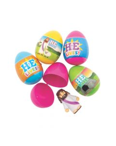 He Is Risen Toy-Filled Plastic Easter Eggs - 48 Pc.