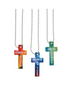 He Lives Cross-Shaped Dog Tag Necklaces