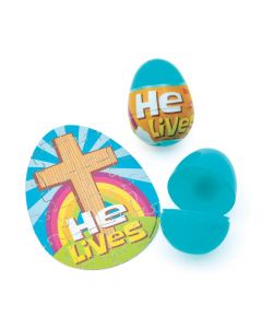 He Lives Puzzle-Filled Plastic Easter Eggs - 12 Pc.