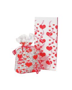 Heart Print Cellophane Bags