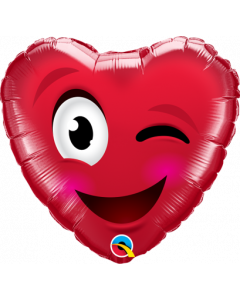 Heart Smiley Wink Heart Foil Balloon
