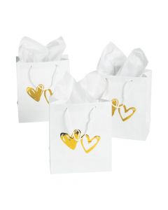 Hearts Gift Bags with Gold Foil