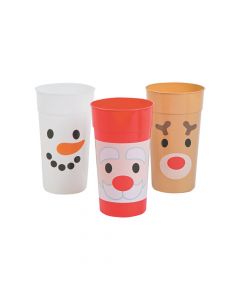 Holiday Faces Plastic Tumblers