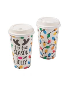 Holiday Lights Insulated Coffee Paper Cups with Lids